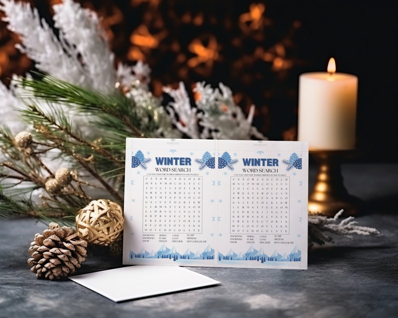 Winter Word Search Game, Holiday Word Search Puzzle