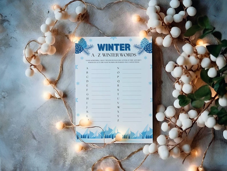 Winter A-Z Words Game, Winter Word Games