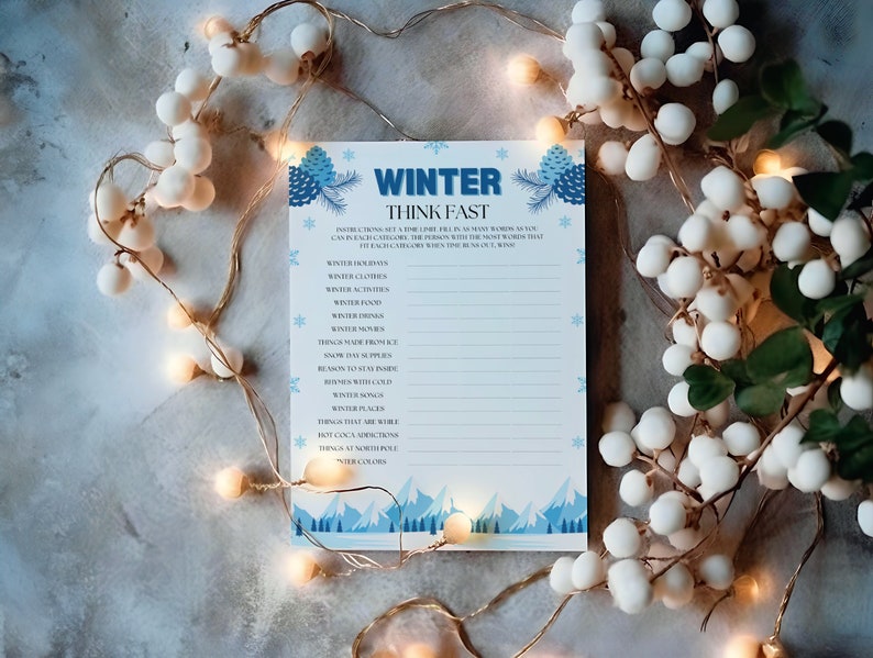 Winter Think Fast Game, Winter Quick Thinking Games