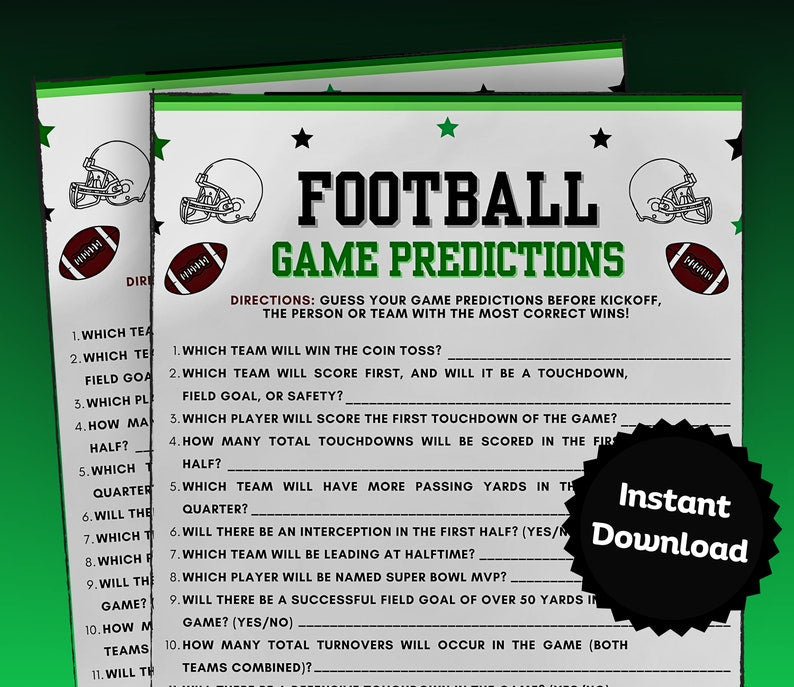Football Game Predictions, Football Party Games