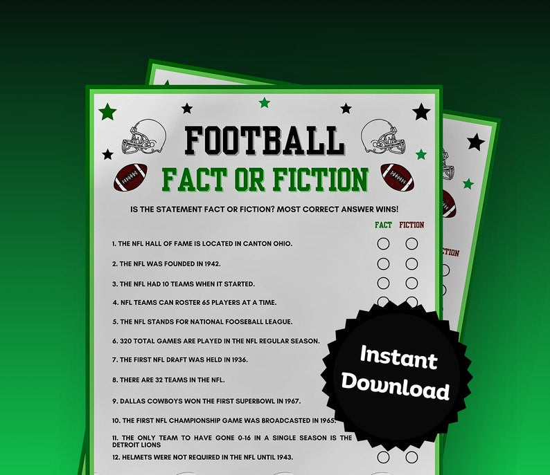 Football Fact or Fiction, Football Party Games