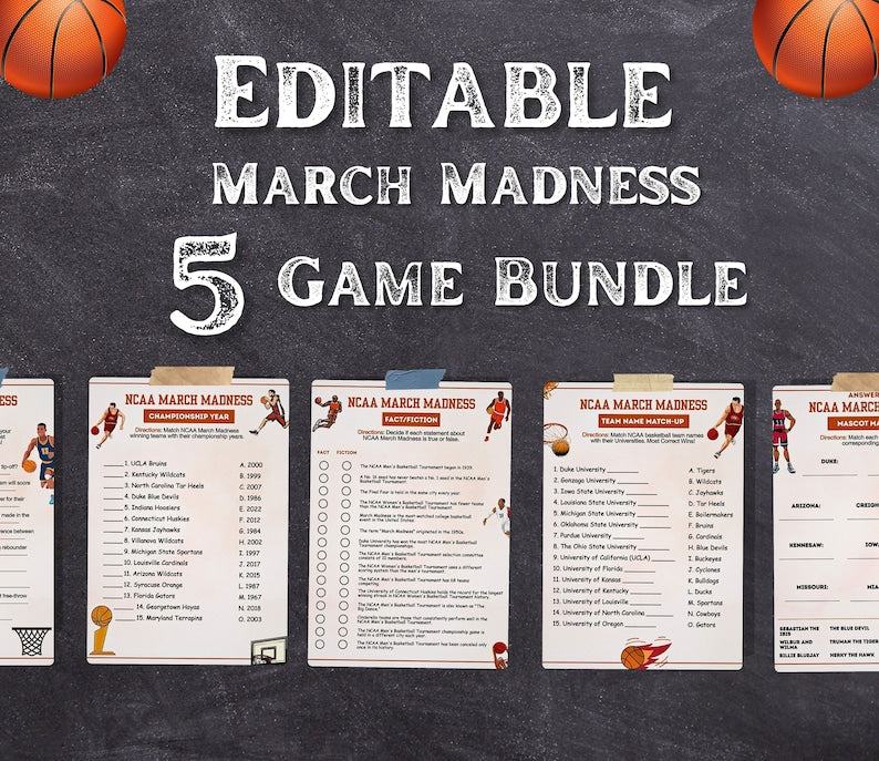 Editable March Madness 5 Game Bundle